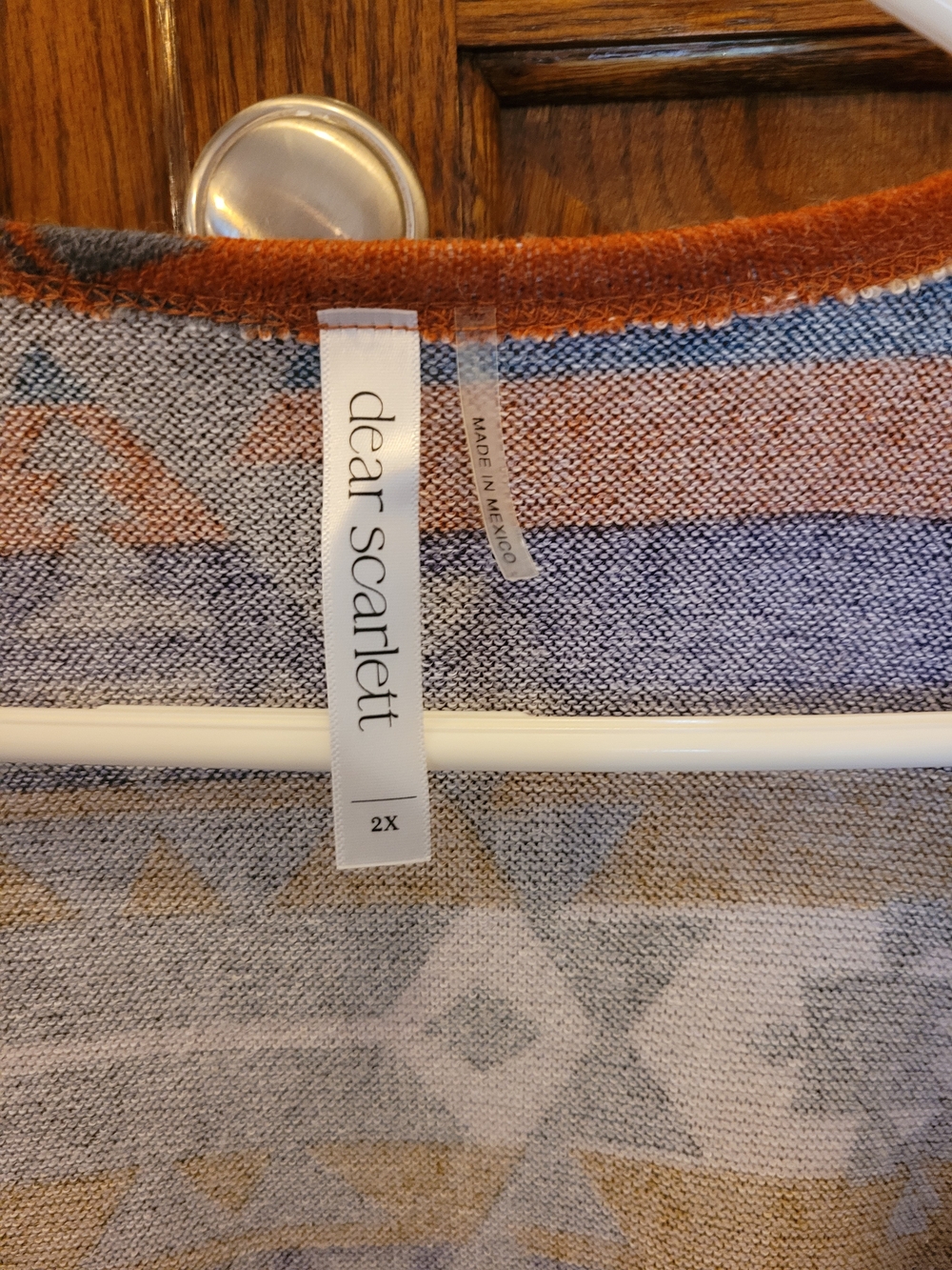 Scarlett Open-Front Tribal Cardigan in Rust, Navy & Cream - Picture 3 of 3